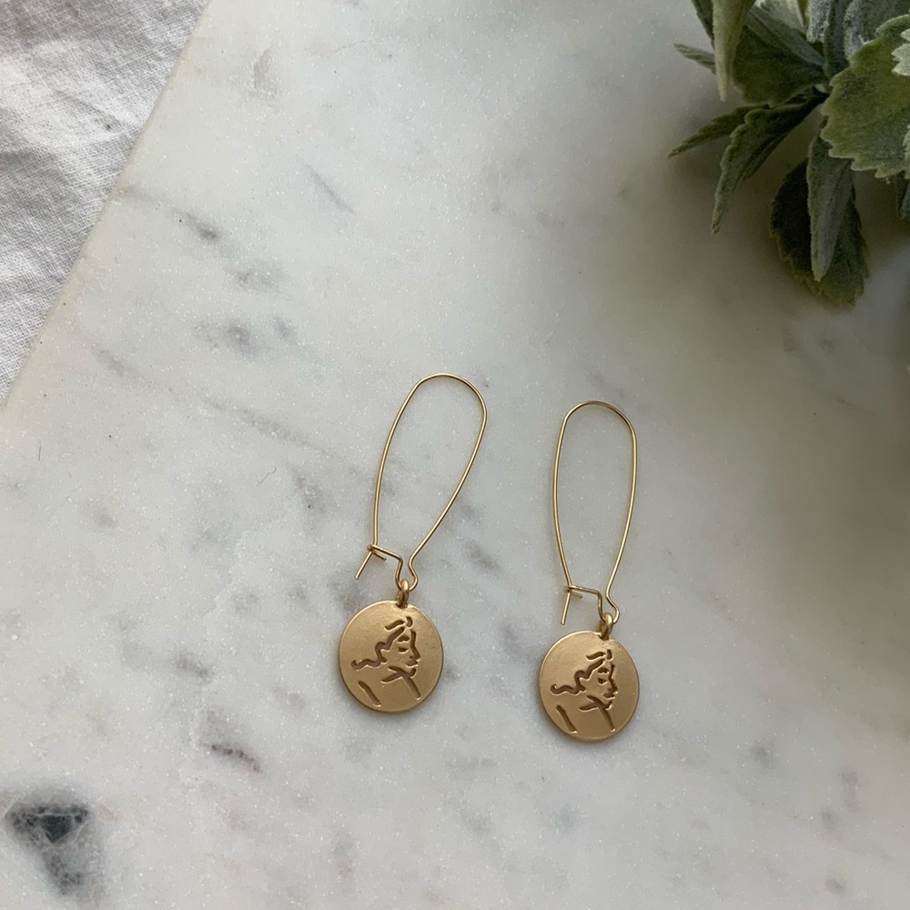 The Myra - Silhouette Round Drop Earrings - Picture 6 of 7